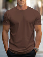 T-Shirt - Plain - Crew Neck - Basic T-Shirt - Men's Clothing-T-shirts-Chaps London-Kaffee-S-Chaps London