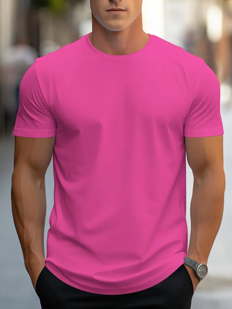 T-Shirt - Plain - Crew Neck - Basic T-Shirt - Men's Clothing-T-shirts-Chaps London-Rosarot-S-Chaps London
