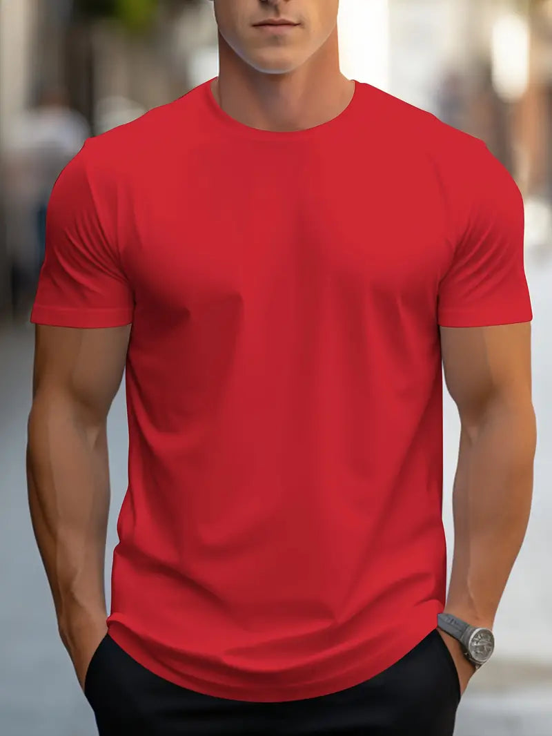 T-Shirt - Plain - Crew Neck - Basic T-Shirt - Men's Clothing-T-shirts-Chaps London-Rot-S-Chaps London