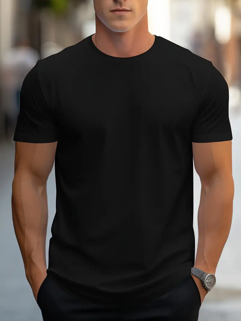 T-Shirt - Plain - Crew Neck - Basic T-Shirt - Men's Clothing-T-shirts-Chaps London-Schwarz-S-Chaps London