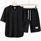 T-Shirt and Shorts Set - Casual - Sweat Shorts - Two-piece Set - Men's Clothing-Outfit Set for Men-Chaps London-Black-S-Chaps London