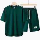 T-Shirt and Shorts Set - Casual - Sweat Shorts - Two-piece Set - Men's Clothing-Outfit Set for Men-Chaps London-Green-S-Chaps London