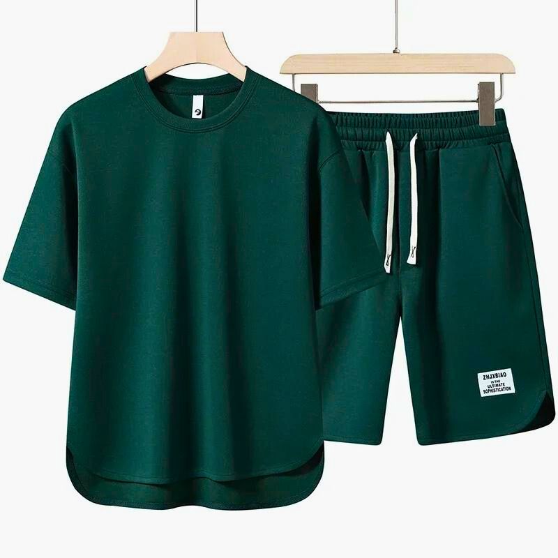 T-Shirt and Shorts Set - Casual - Sweat Shorts - Two-piece Set - Men's Clothing-Outfit Set for Men-Chaps London-Green-S-Chaps London