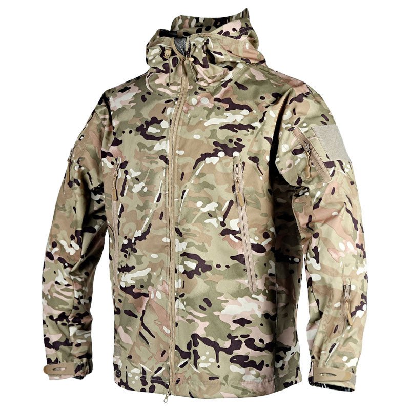 Tactical Windbreaker Jacket - Men's Hooded Outdoor-Windbreakers-Chaps London-Beige-S-Chaps London