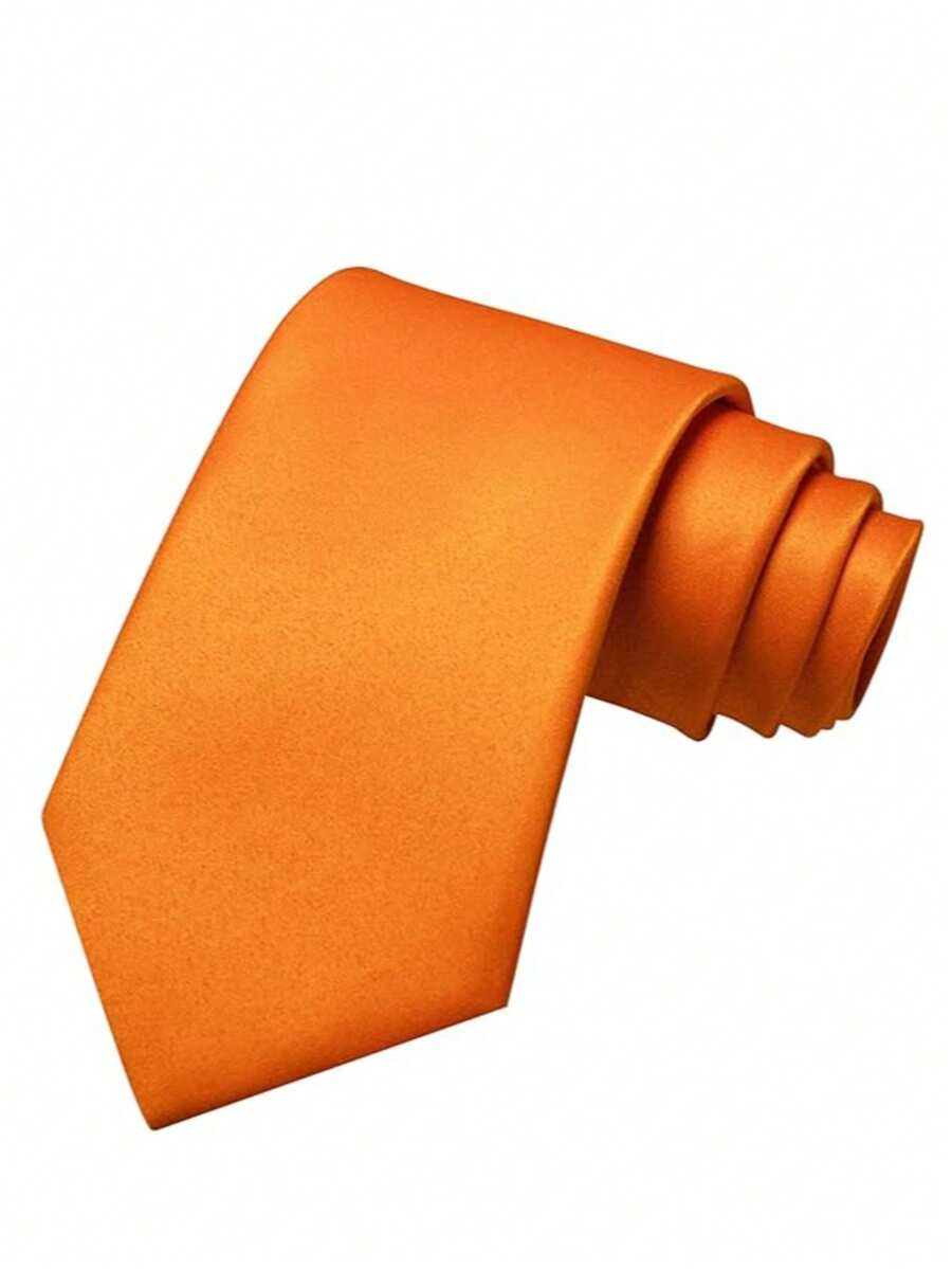 Tie - Men's Plain Colour 8 cm Business-Neckties-Chaps London-Orange-Chaps London