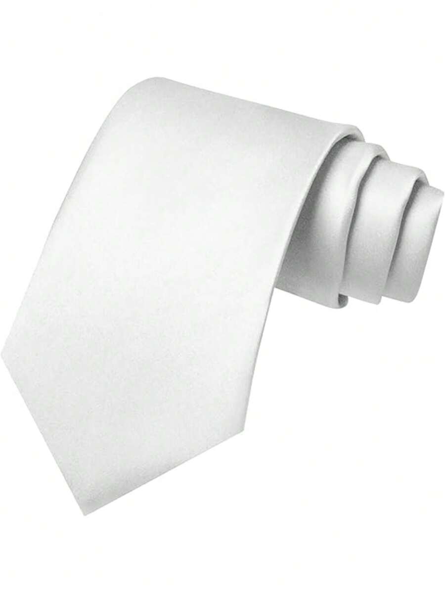 Tie - Men's Plain Colour 8 cm Business-Neckties-Chaps London-White-Chaps London