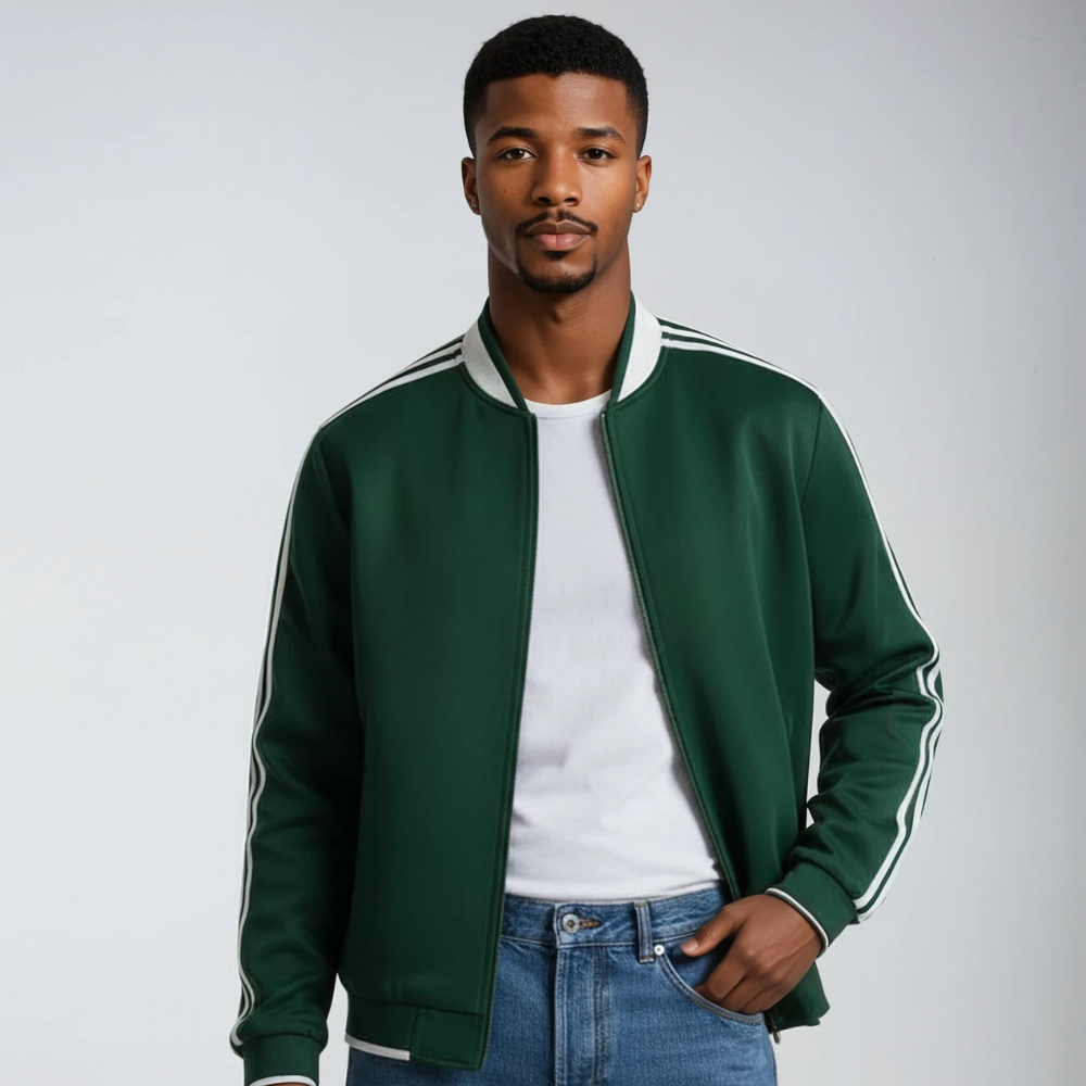 Track Jacket - Men's Striped Zip Up Sport Jacket-Men’s Tracksuit Jacket-Chaps London-Chaps London