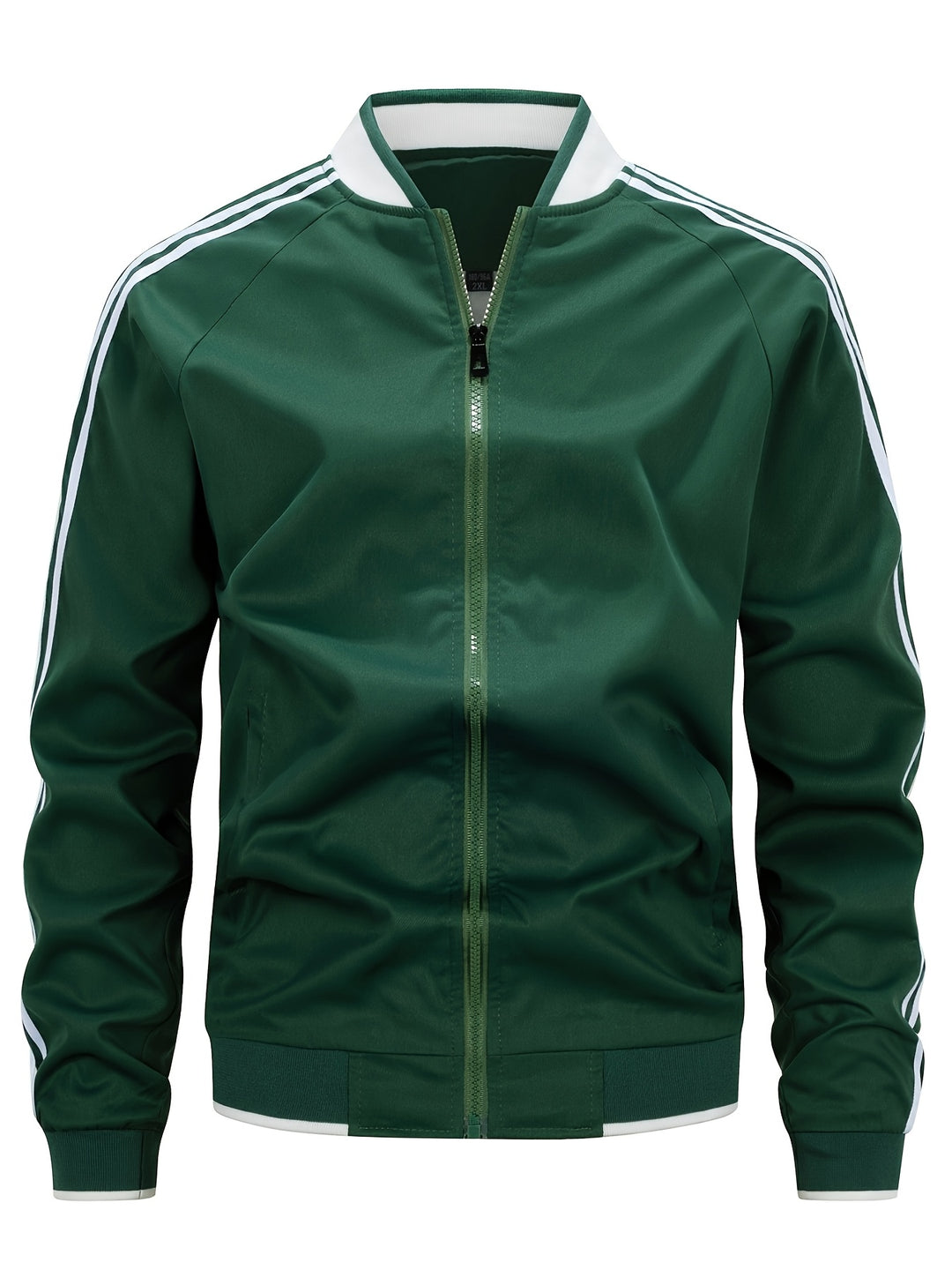 Track Jacket - Men's Striped Zip Up Sport Jacket-Men’s Tracksuit Jacket-Chaps London-Green-XS-Chaps London