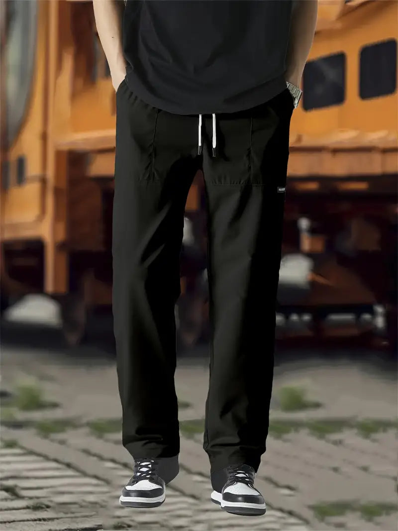 Track Pants | Drawstring | Leisure | Straight Leg Pants | Men's Trousers-Broek man-Chaps London-Black-S-Chaps London