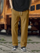 Track Pants | Drawstring | Leisure | Straight Leg Pants | Men's Trousers-Broek man-Chaps London-Dark Khaki-S-Chaps London