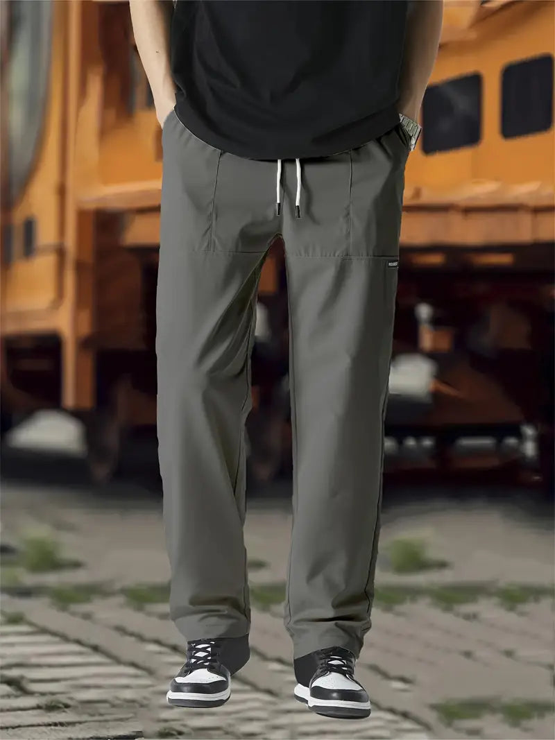 Track Pants | Drawstring | Leisure | Straight Leg Pants | Men's Trousers-Broek man-Chaps London-Gray-S-Chaps London