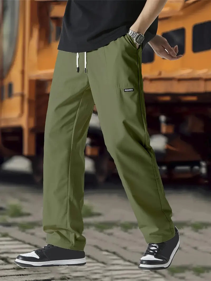 Track Pants | Drawstring | Leisure | Straight Leg Pants | Men's Trousers-Broek man-Chaps London-Green-S-Chaps London