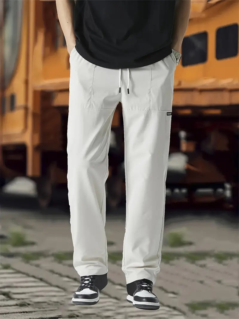 Track Pants | Drawstring | Leisure | Straight Leg Pants | Men's Trousers-Broek man-Chaps London-Ivory White-S-Chaps London