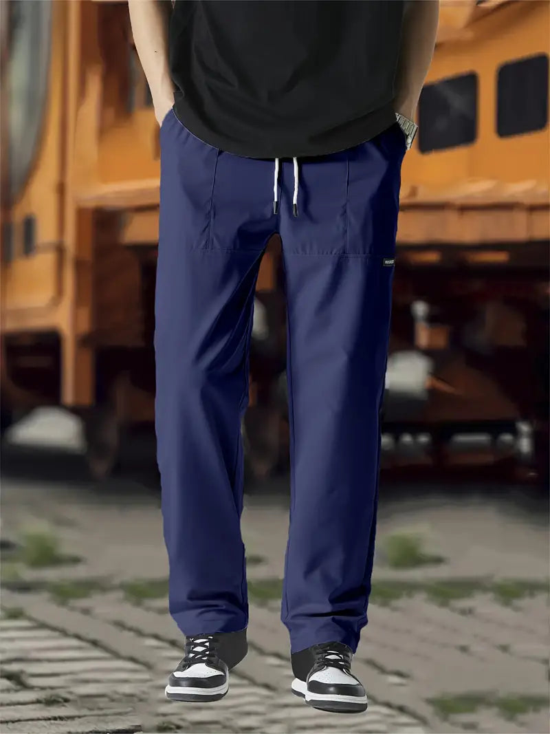 Track Pants | Drawstring | Leisure | Straight Leg Pants | Men's Trousers-Broek man-Chaps London-Navy Blue-S-Chaps London