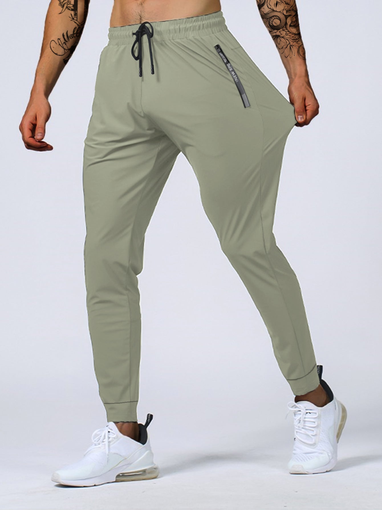 Track Pants - Drawstring - Skinny - Joggers - Gym Pants Men-Men's Jogging Pants-Chaps London-Green-XS-Chaps London