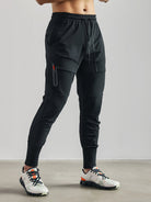 Track Pants - Men's Elastic Waist Stretchy Activewear Joggers-Broeken-Chaps London-Black-S-Chaps London