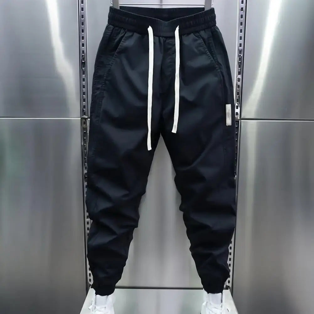 Track Pants - Men's Lightweight Drawstring Baggy Joggers-Men's Jogging Pants-Chaps London-Black-S-Chaps London