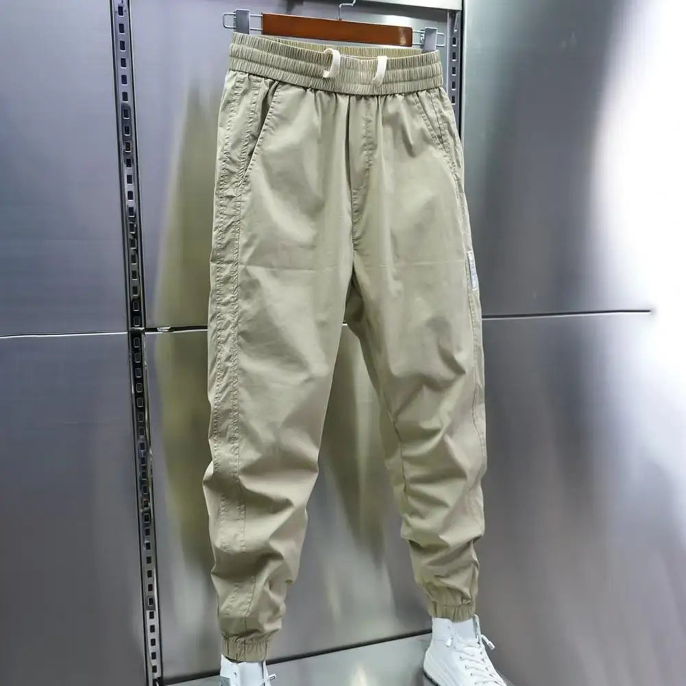 Track Pants - Men's Lightweight Drawstring Baggy Joggers-Men's Jogging Pants-Chaps London-Khaki-S-Chaps London