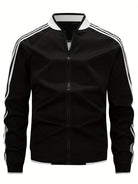 Tracksuit Jacket - Men's Zip-Up Striped Sport Jacket-Men’s Tracksuit Jacket-Chaps London-Black-XS-Chaps London