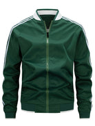 Tracksuit Jacket - Men's Zip-Up Striped Sport Jacket-Men’s Tracksuit Jacket-Chaps London-Green-XS-Chaps London