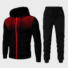 Black red gradient dot hooded zip jacket with matching jogger pants | Chaps London