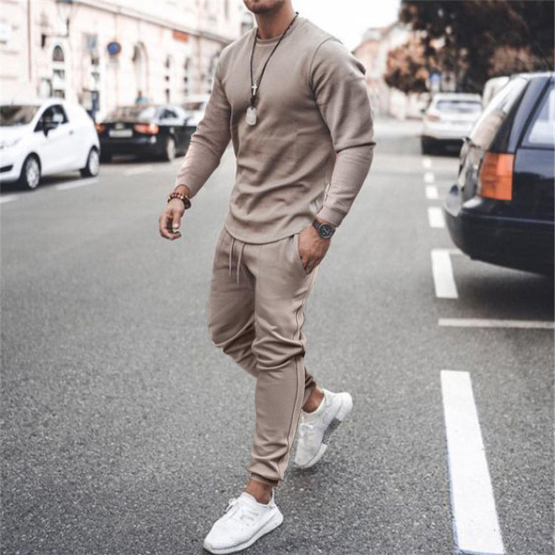 Tracksuit - Men's Sweatshirt and Jogger Set-Outfit Sets-Chaps London-Khaki-S-Chaps London