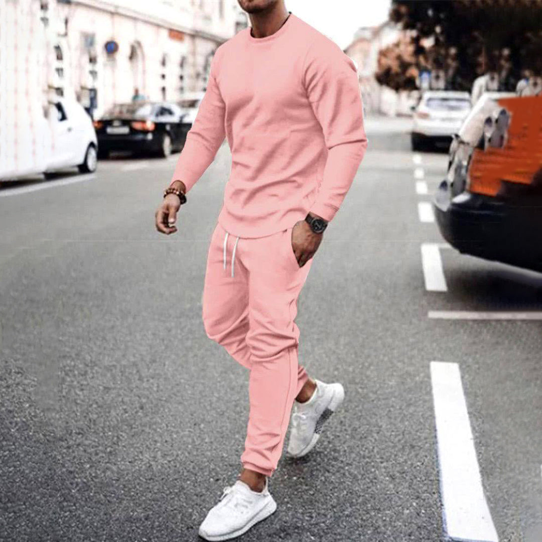 Tracksuit - Men's Sweatshirt and Jogger Set-Outfit Sets-Chaps London-Pink-S-Chaps London
