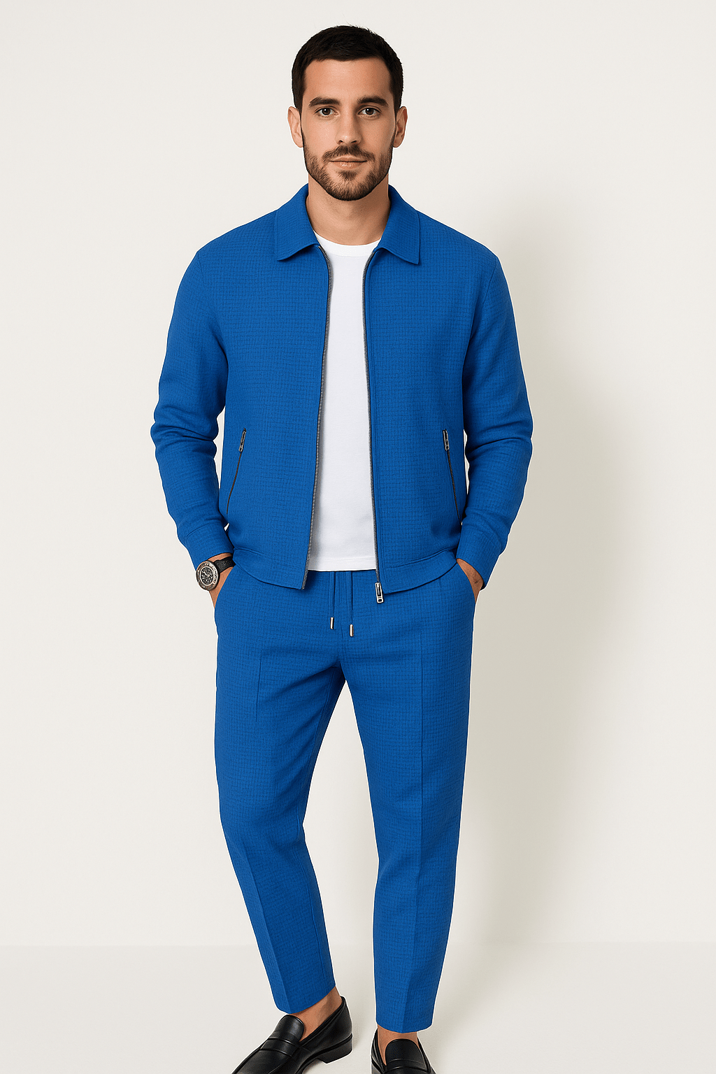 Tracksuit - Men's Zip Up Co Ord Set-Outfit Sets-Chaps London-Blue-S-Chaps London