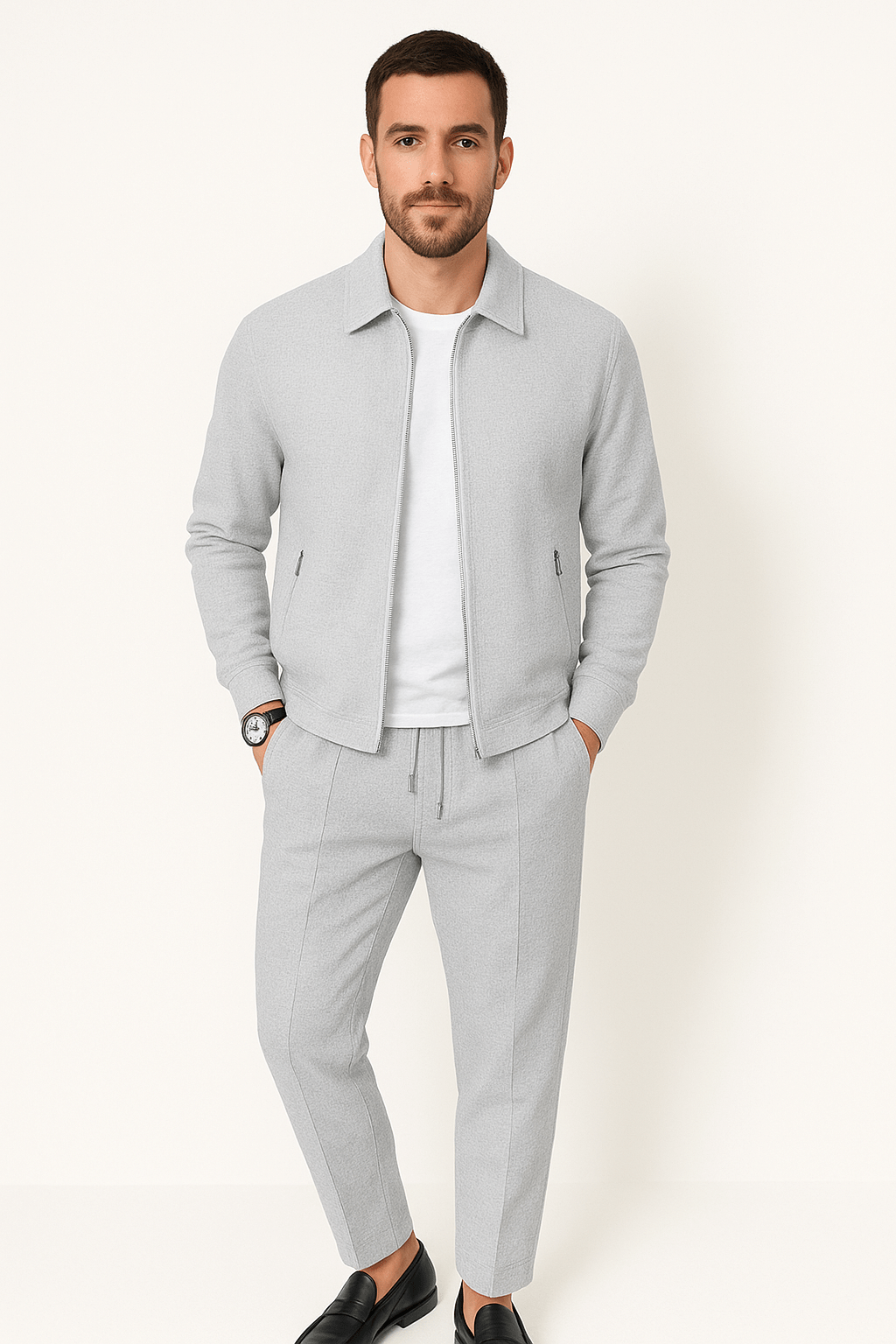 Tracksuit - Men's Zip Up Co Ord Set-Outfit Sets-Chaps London-Gray-S-Chaps London
