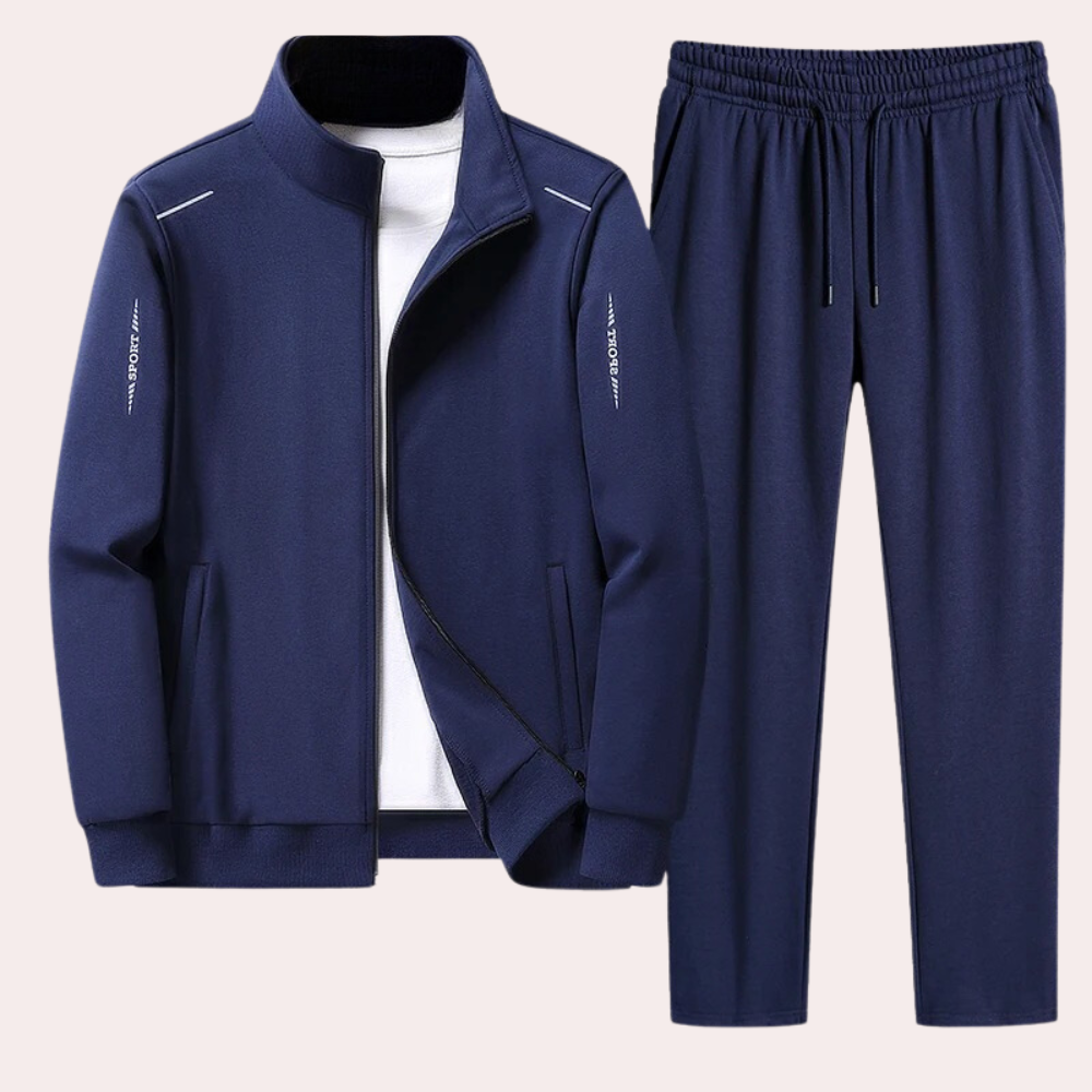 Tracksuit - Men's Zip Up Two Piece Set-Fashion Men Tracksuit All-year-Chaps London-Blue-M-Chaps London