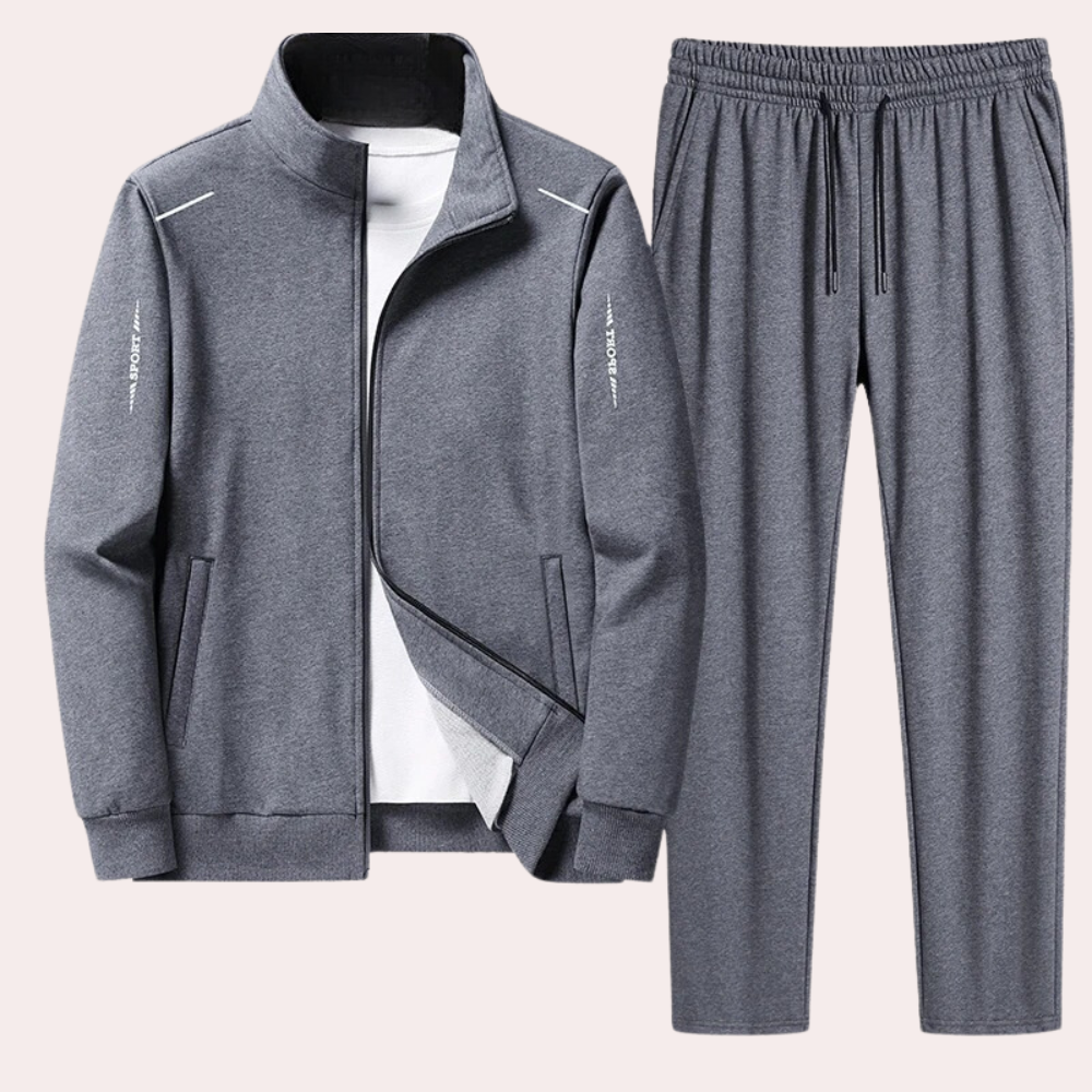 Tracksuit - Men's Zip Up Two Piece Set-Fashion Men Tracksuit All-year-Chaps London-Gray-M-Chaps London