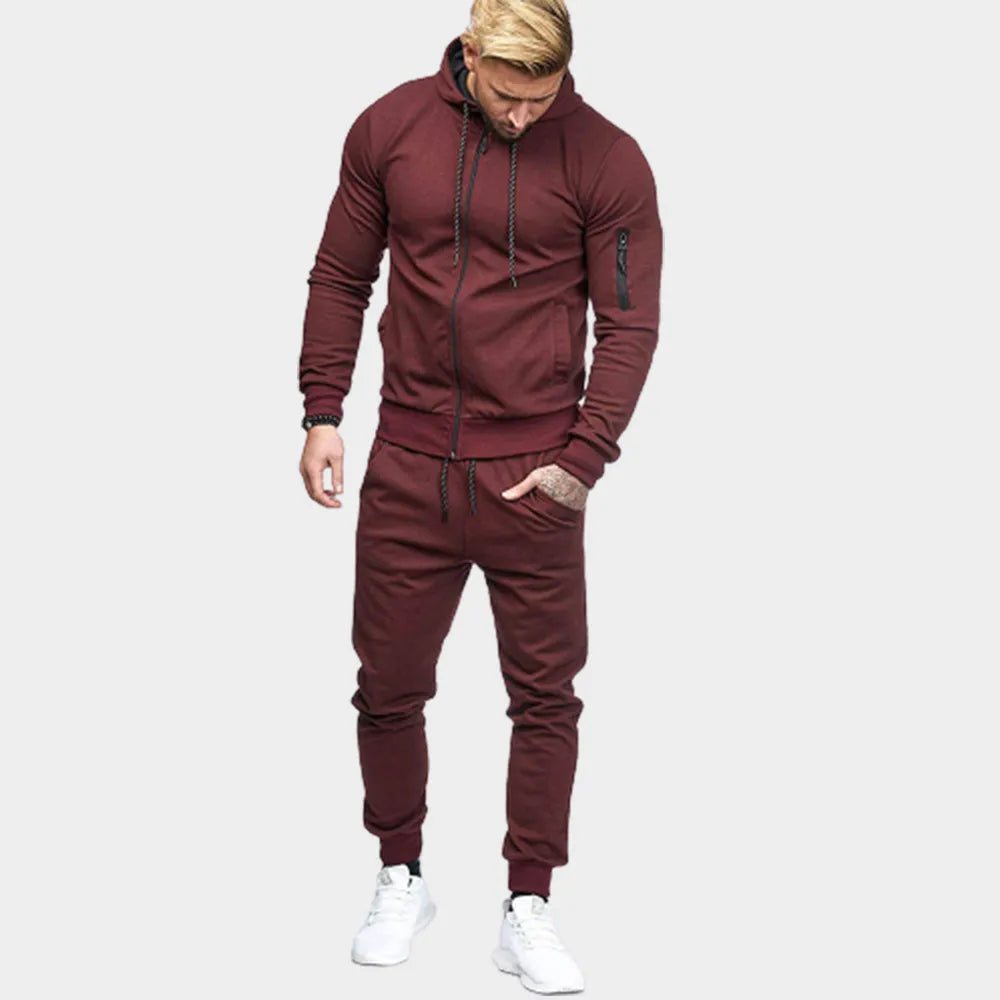 Tracksuit | Zip Up | Two-Piece | Jogging Set | Men's Co-Ord Set-Melvin Joggingspak-Chaps London-Bordeaux-S-Chaps London