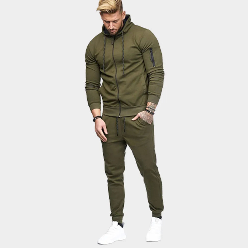 Tracksuit | Zip Up | Two-Piece | Jogging Set | Men's Co-Ord Set-Melvin Joggingspak-Chaps London-Green-S-Chaps London