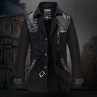 Trench Coat - Men's Fleece Lined Single Breasted Winter Trench Coat-Chaps London-Black-L-Chaps London