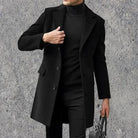 Trench Coat - Men's Mid Length Single Breasted Wool Trench Coat-Men's jacket-Chaps London-Black-S-Chaps London