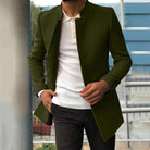 Trench Jacket - Men's Elegant Single Breasted Short Trench Coat-Chaps London-Army Green-S-Chaps London