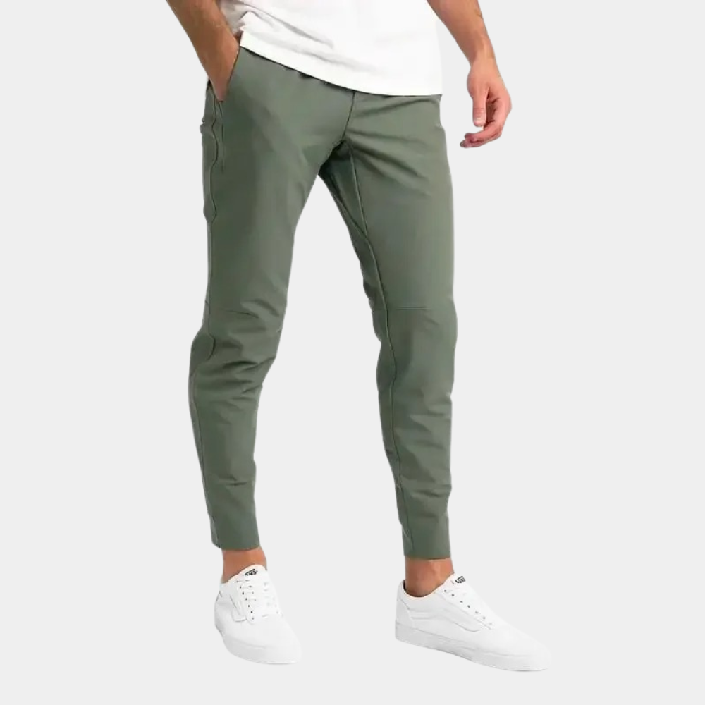 Trousers - Men's Slim Fit Skinny Stretch-Trousers-Chaps London-Army Green-S-Chaps London