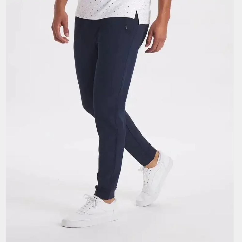 Trousers - Men's Slim Fit Skinny Stretch-Trousers-Chaps London-Navy Blue-S-Chaps London