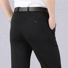 Trousers - Men's Slim Fit Stretch Smart Casual-Trousers-Chaps London-Black-29-Chaps London