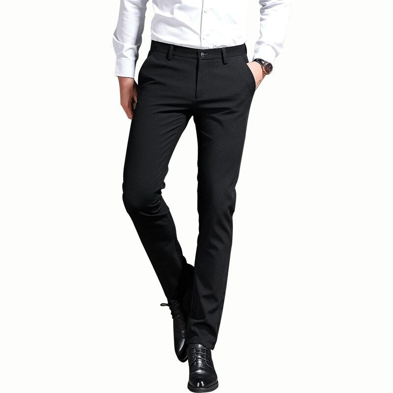 Trousers - Men's Slim Fit Stretch Smart Casual-Trousers-Chaps London-Chaps London