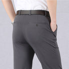 Trousers - Men's Slim Fit Stretch Smart Casual-Trousers-Chaps London-Gray-29-Chaps London