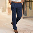 Trousers - Smart Casual Straight Leg Men's Business Trousers-Men’s Dress Pants-Chaps London-Dark Blue-S-Chaps London