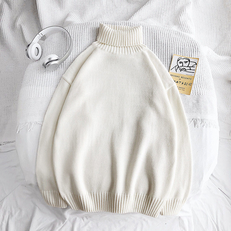 Turtleneck Jumper - Men's Oversized Roll Neck Knitted Jumper-Men’s Turtleneck Sweater-Chaps London-White-M-Chaps London