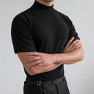 Turtleneck T-Shirt - High Neck - Plain - Sweater T-Shirt - Men's Clothing-Shirt-Chaps London-Black-M-Chaps London