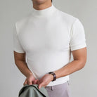 Turtleneck T-Shirt - High Neck - Plain - Sweater T-Shirt - Men's Clothing-Shirt-Chaps London-White-M-Chaps London