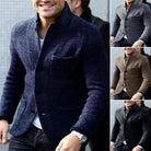 Tweed Jacket - Single Breasted - Pockets - Blazer Jacket - Men's Jacket-Fashion Men Cardigan Shawl Fall-Chaps London-Chaps London