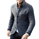 Tweed Jacket - Single Breasted - Pockets - Blazer Jacket - Men's Jacket-Fashion Men Cardigan Shawl Fall-Chaps London-Gray-S-Chaps London