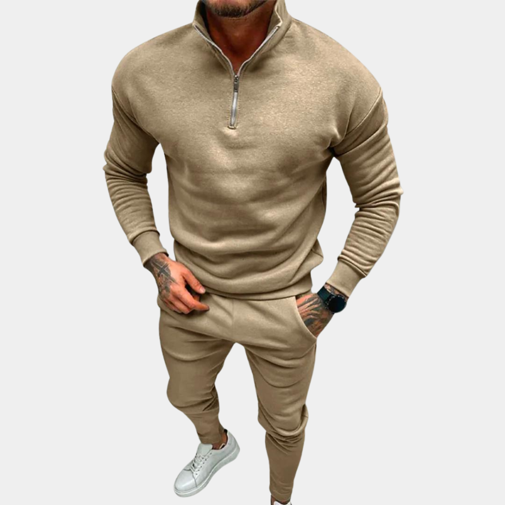 Two-Piece Set - Long Sleeve - Half Sleeve - Co-Ord Set | Men's Clothing-Bart Set-Chaps London-Beige-S-Chaps London
