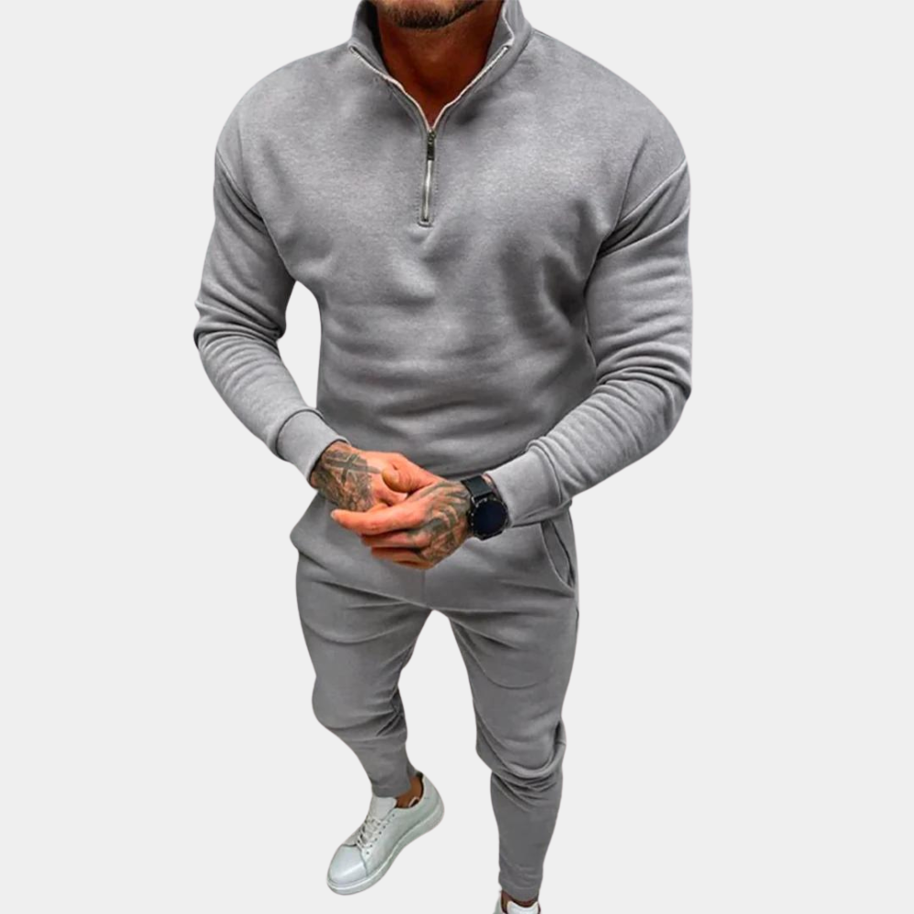 Two-Piece Set - Long Sleeve - Half Sleeve - Co-Ord Set | Men's Clothing-Bart Set-Chaps London-Gray-S-Chaps London
