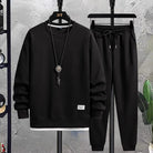 Two-Piece Set - Men's Co Ord Loose Fit Leisure Jogger Sweatshirt Set-Fashion Men Tracksuit All-year-Chaps London-Black-M-Chaps London